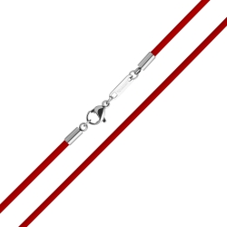 BALCANO - Cordino / Red Leather Necklace With High Polish Stainless Steel Lobster Claw Clasp - 2 mm