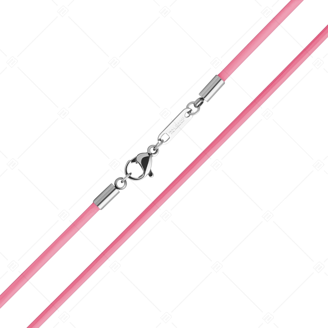 BALCANO - Pink leather necklace with high polished stainless steel dolphin clasp (552097LT28)
