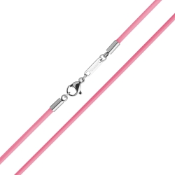 BALCANO - Pink leather necklace with high polished stainless steel dolphin clasp