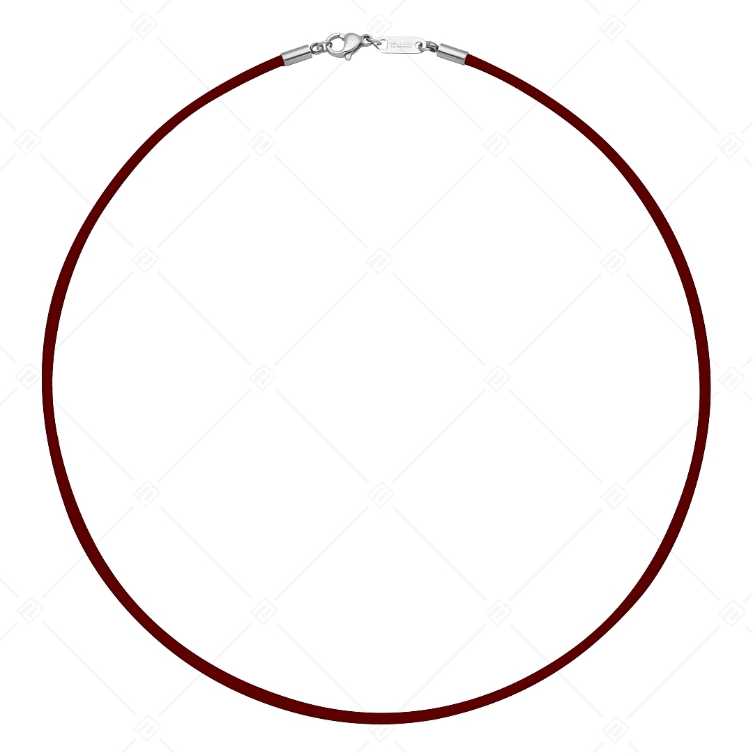 BALCANO - Cordino / Burgundy Leather Necklace With High Polished Stainless Steel Lobster Claw Clasp - 2 mm (552097LT29)