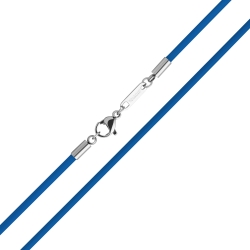 BALCANO - Cordino / Blue Leather Necklace With High Polish Stainless Steel Lobster Claw Clasp - 2 mm