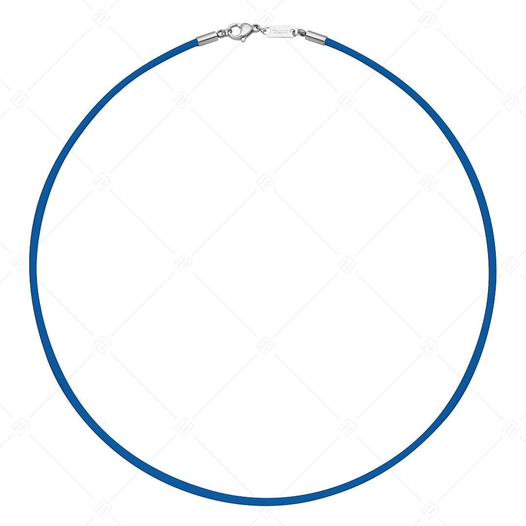 BALCANO - Cordino / Blue Leather Necklace With High Polished Stainless Steel Lobster Claw Clasp - 2 mm (552097LT48)