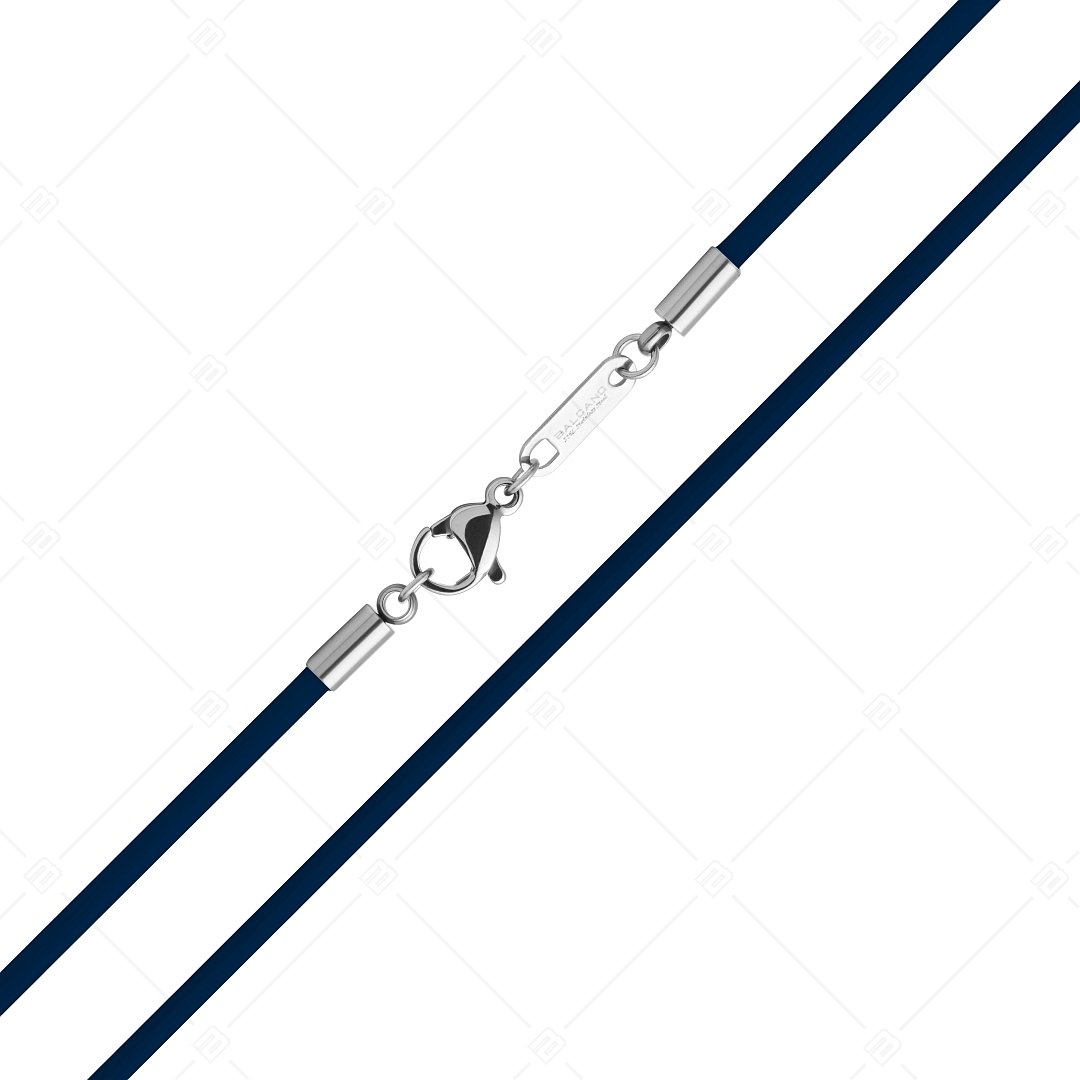 BALCANO - Cordino / Dark Blue Leather Necklace With High Polished Stainless Steel Lobster Claw Clasp - 2 mm (552097LT49)