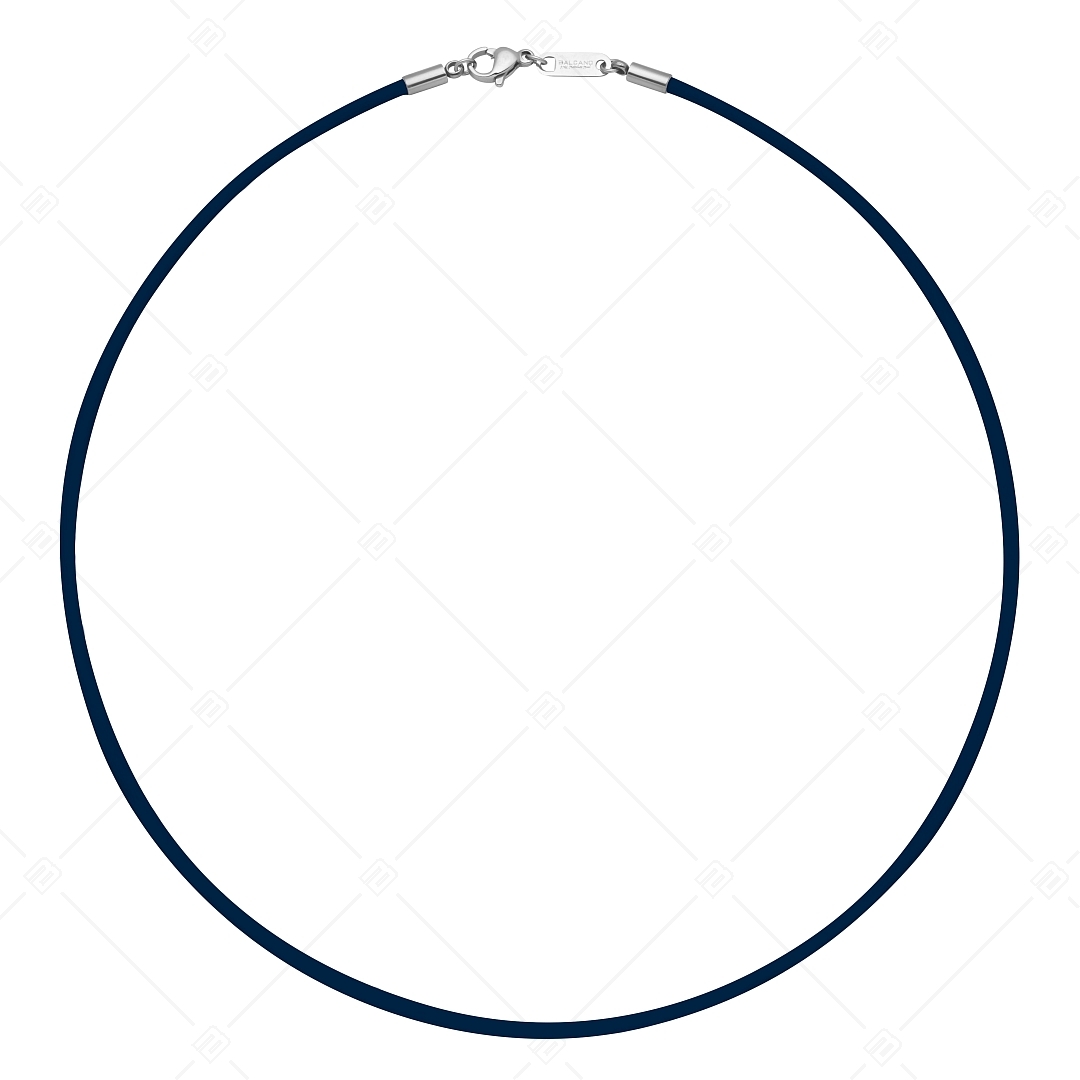 BALCANO - Cordino / Dark Blue Leather Necklace With High Polish Stainless Steel Lobster Claw Clasp - 2 mm (552097LT49)