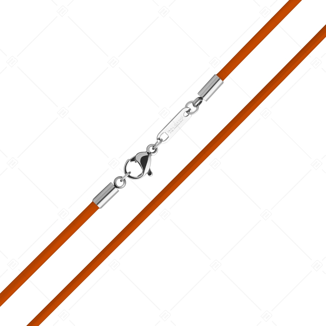 BALCANO - Orange Leder halskette mit hochglanzpoliertem Delphinverschluss aus Edelstahl (552097LT55)
