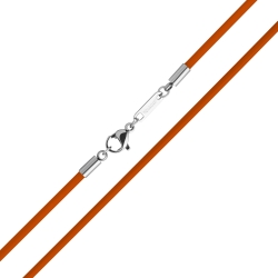 BALCANO - Orange leather necklace with high polished stainless steel dolphin clasp