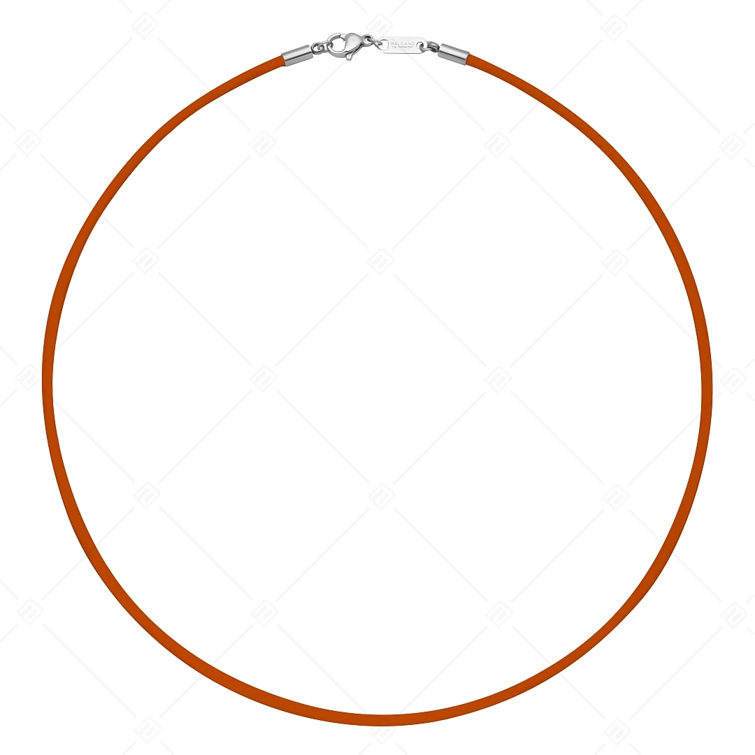 BALCANO - Orange Leder halskette mit hochglanzpoliertem Delphinverschluss aus Edelstahl (552097LT55)