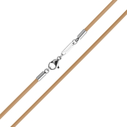 BALCANO - Cordino / Hellbraunes Leder Halskette mit hochglanzpoliertem Edelstahl Hummerkrallenverschluss - 2 mm