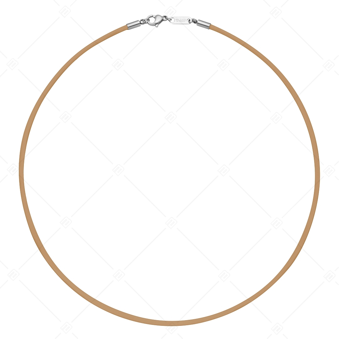 BALCANO - Cordino / Light Brown Leather Necklace With High Polish Stainless Steel Lobster Claw Clasp - 2 mm (552097LT68)