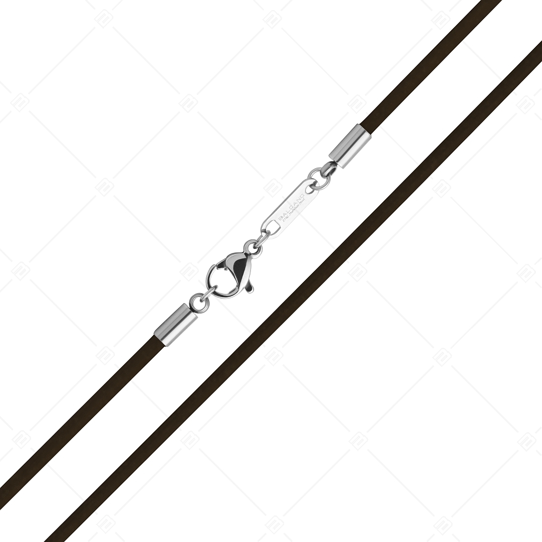 BALCANO - Cordino / Dunkelbraunes Leder Halskette mit spiegelglanzpoliertem Edelstahl Hummerkrallenverschluss - 2 mm (552097LT69)