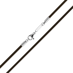 BALCANO - Cordino / Dunkelbraunes Leder Halskette mit spiegelglanzpoliertem Edelstahl Hummerkrallenverschluss - 2 mm