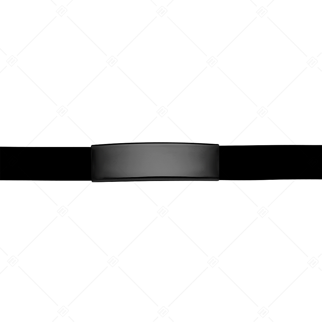 BALCANO - Schwarzes kautschuk armband mit gravierbarem Kopfstück aus Edelstahl mit schwarzer PVD-Beschichtung (553011CA11)