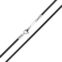 BALCANO - Cordino / Kautschuk Halskette mit spiegelglanzpoliertem Edelstahl Hummerkrallenverschluss - 2 mm
