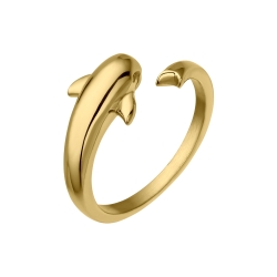 BALCANO - Dolphin / Dolphin Shaped Stainless Steel Toe Ring, 18K Gold Plated