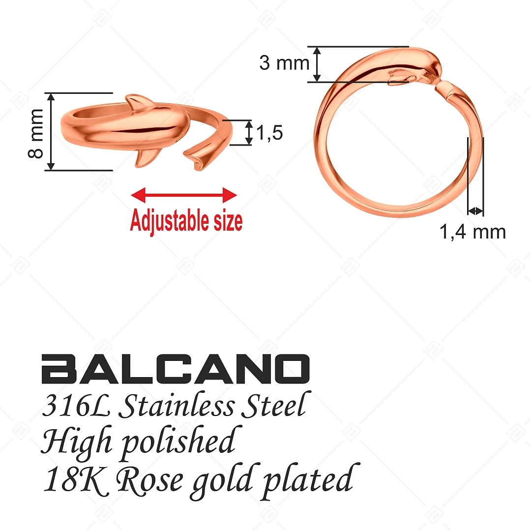 BALCANO - Dolphin / Anneau d'orteil en acier inoxydable en forme de dauphin, plaqué or rose 18K (651001BC96)