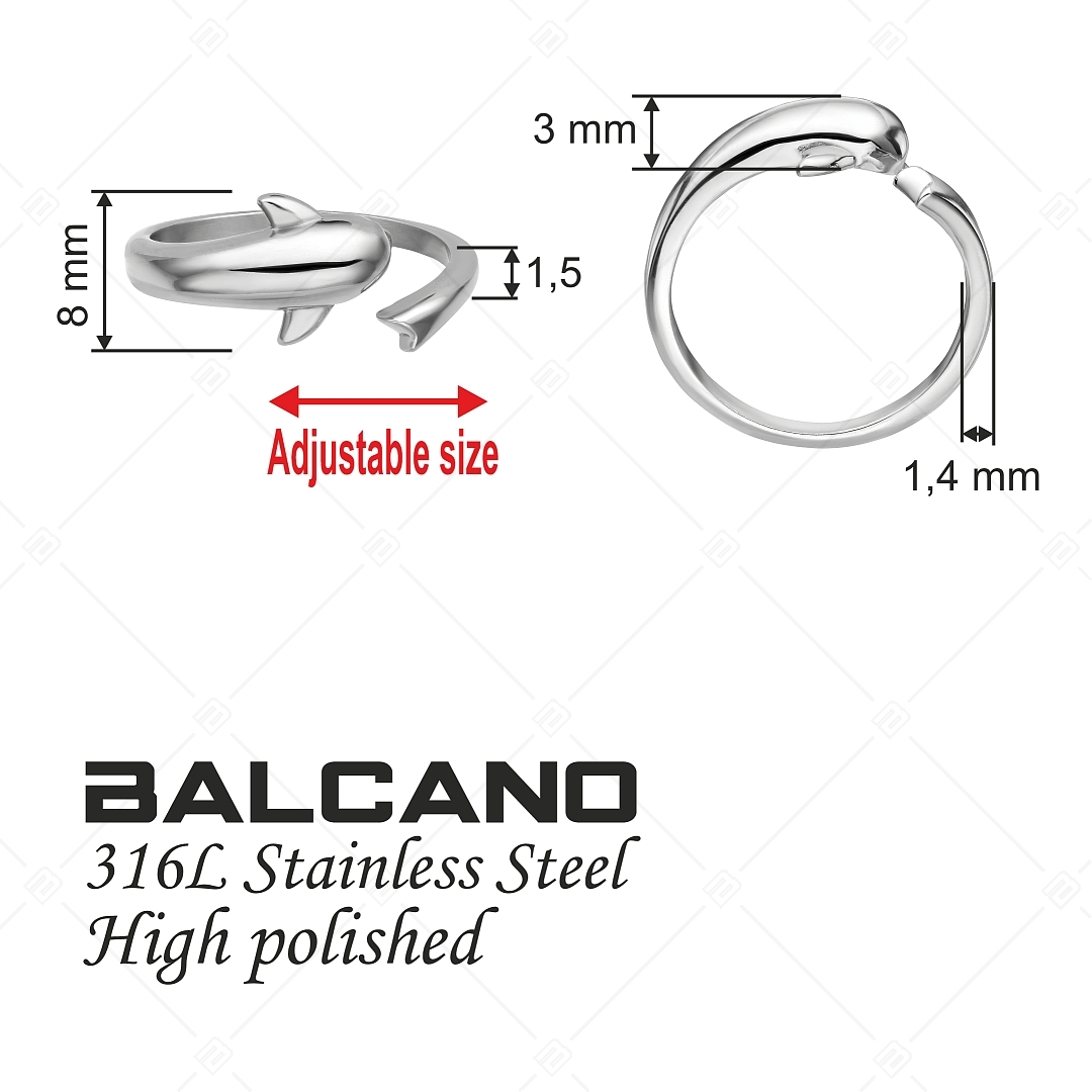 BALCANO - Dolphin / Anneau d'orteil en acier inoxydable en forme de dauphin avec hautement polie (651001BC97)