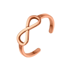 BALCANO - Infinity / Anneau d'orteil en acier inoxydable avec symbole de l'infini, plaqué or rose 18K