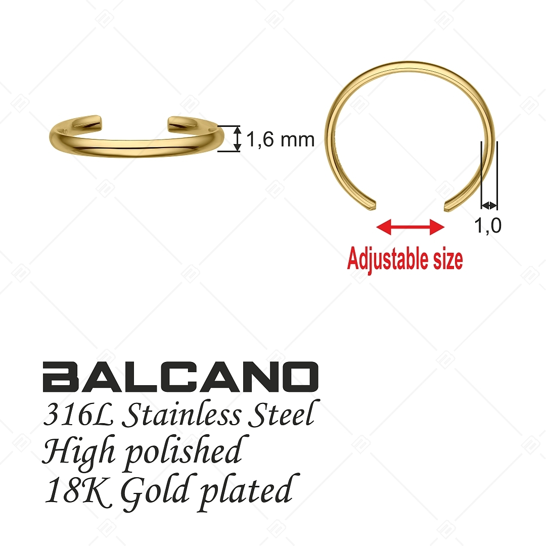 BALCANO - Simply / Anneau d'orteil en acier inoxydable fine, plaqué or 18K (651003BC88)