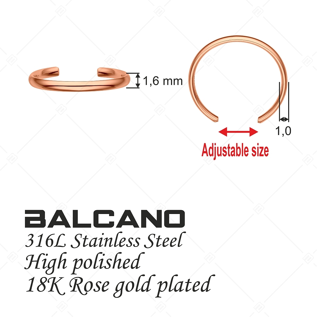 BALCANO - Simply / Anneau d'orteil en acier inoxydable fine, plaqué or rose 18K (651003BC96)