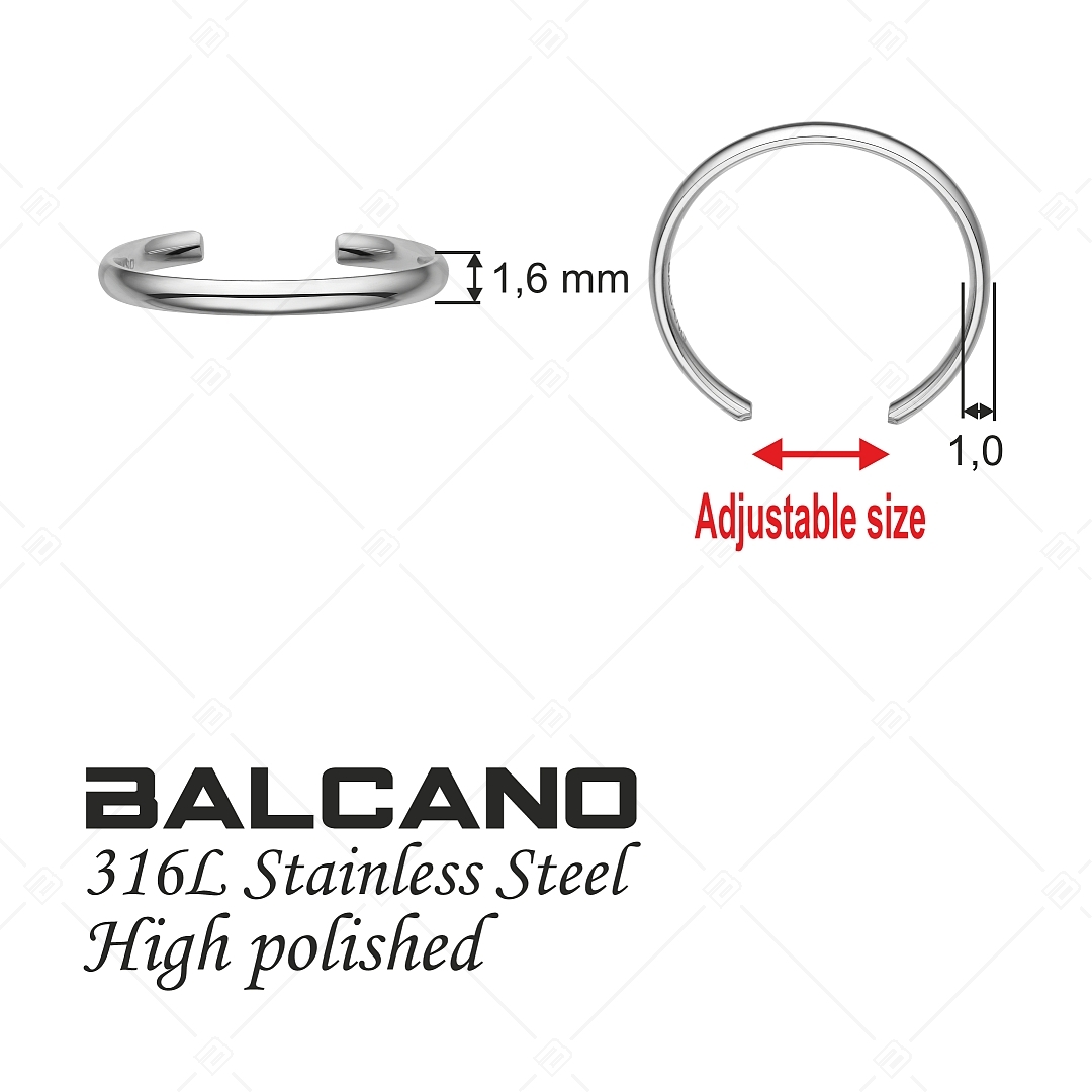 BALCANO - Simply / Anneau d'orteil en acier inoxydable fine avec hautement polie (651003BC97)