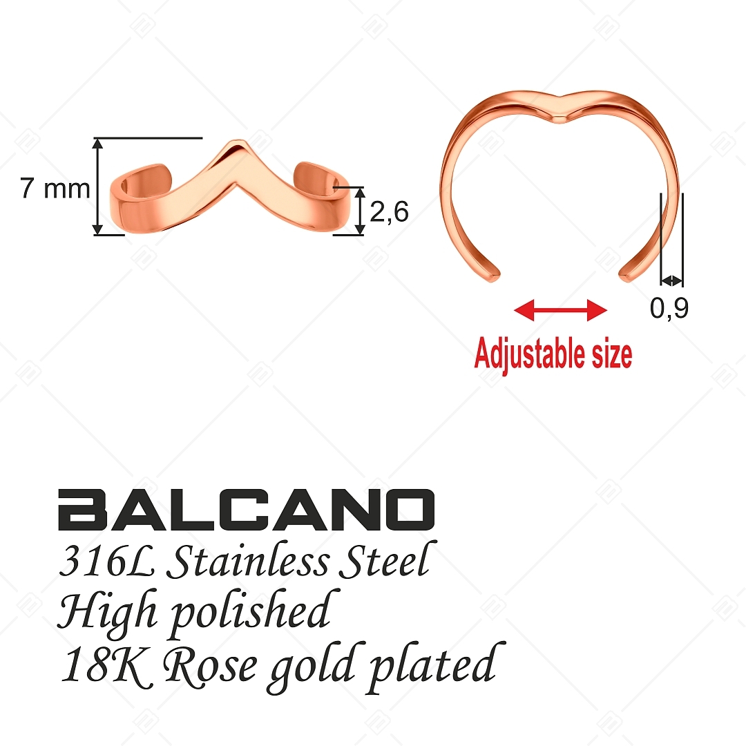 BALCANO - Vanilla / Anneau d'orteil en acier inoxydable en forme de"V", plaqué or rose 18K (651005BC96)
