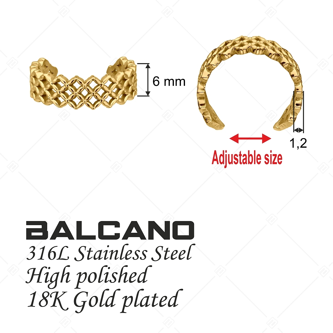 BALCANO - Lace / Anneau d'orteil en acier inoxydable avec motif lacé, plaqué or 18K (651006BC88)