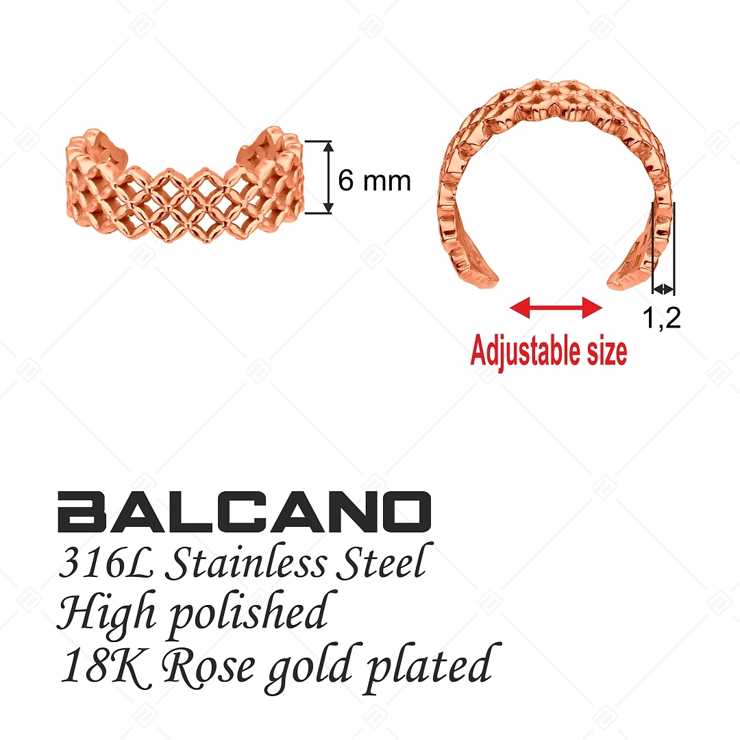 BALCANO - Lace / Anneau d'orteil en acier inoxydable avec motif lacé, plaqué or rose 18K (651006BC96)