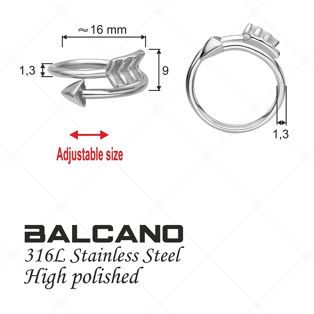 BALCANO - Arrow / Anneau d'orteil en acier inoxydable en forme de flèche, avec hautement polie (651008BC97)