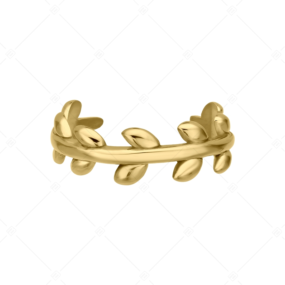 BALCANO - Leaf / Leaves Shaped Stainless Steel Toe Ring, 18K Gold Plated (651009BC88)
