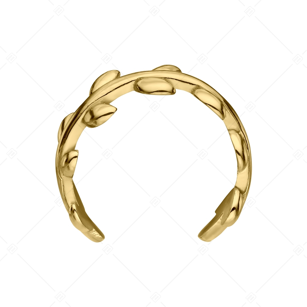 BALCANO - Leaf / Leaves Shaped Stainless Steel Toe Ring, 18K Gold Plated (651009BC88)