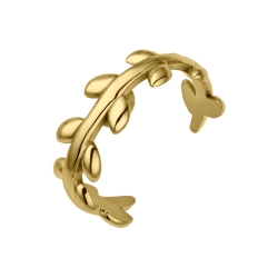 BALCANO - Leaf / Leaves Shaped Stainless Steel Toe Ring, 18K Gold Plated