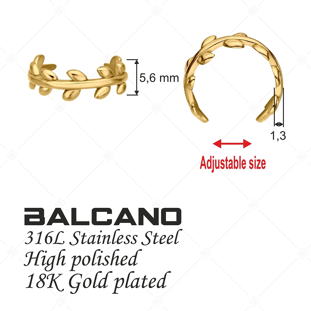 BALCANO - Leaf / Blätterförmiger Edelstahl Zehenring mit 18K Gold Beschichtung (651009BC88)