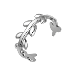 BALCANO - Leaf / Leaves Shaped Stainless Steel Toe Ring, High Polished