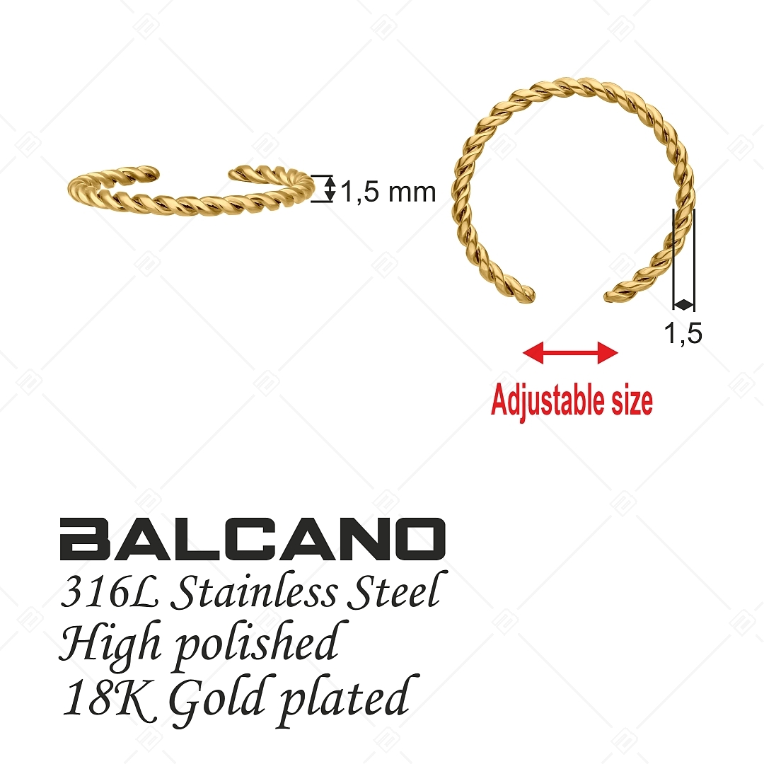 BALCANO - Reel / Spiral Shaped Stainless Steel Toe Ring, 18K Gold Plated (651012BC88)