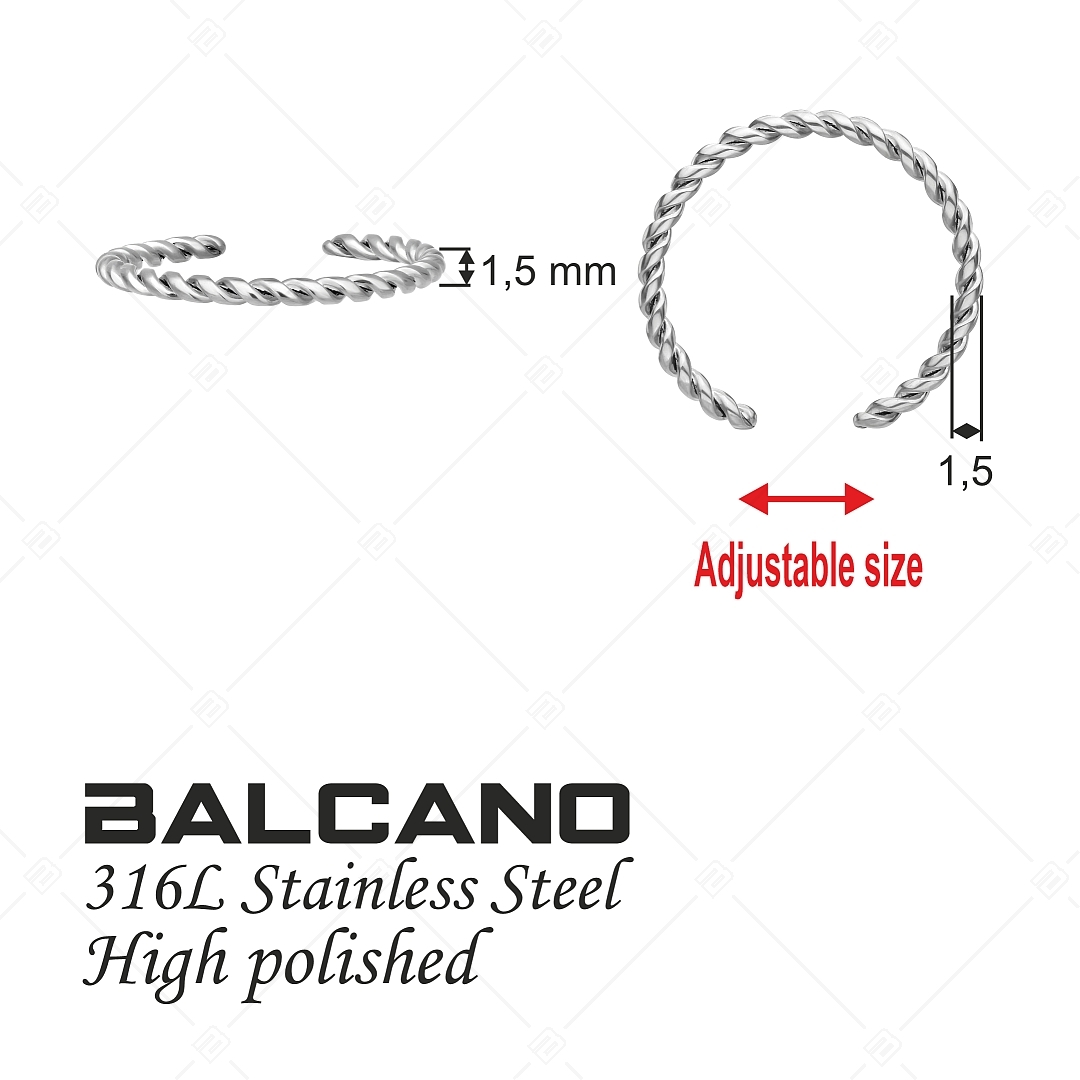 BALCANO - Reel / Spiralförmiger Edelstahl Zehenring mit Hochglanzpolierung (651012BC97)