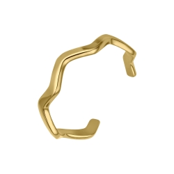 BALCANO - Wave / Stainless Steel Toe Ring With Wave Shape, 18K Gold Plated