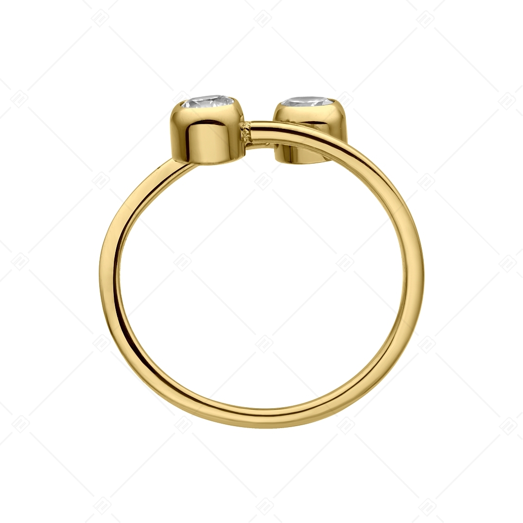 BALCANO - Twins / Stainless Steel Toe Ring With Two Round Zinconia Gemstones, 18K Gold Plated (651015BC88)