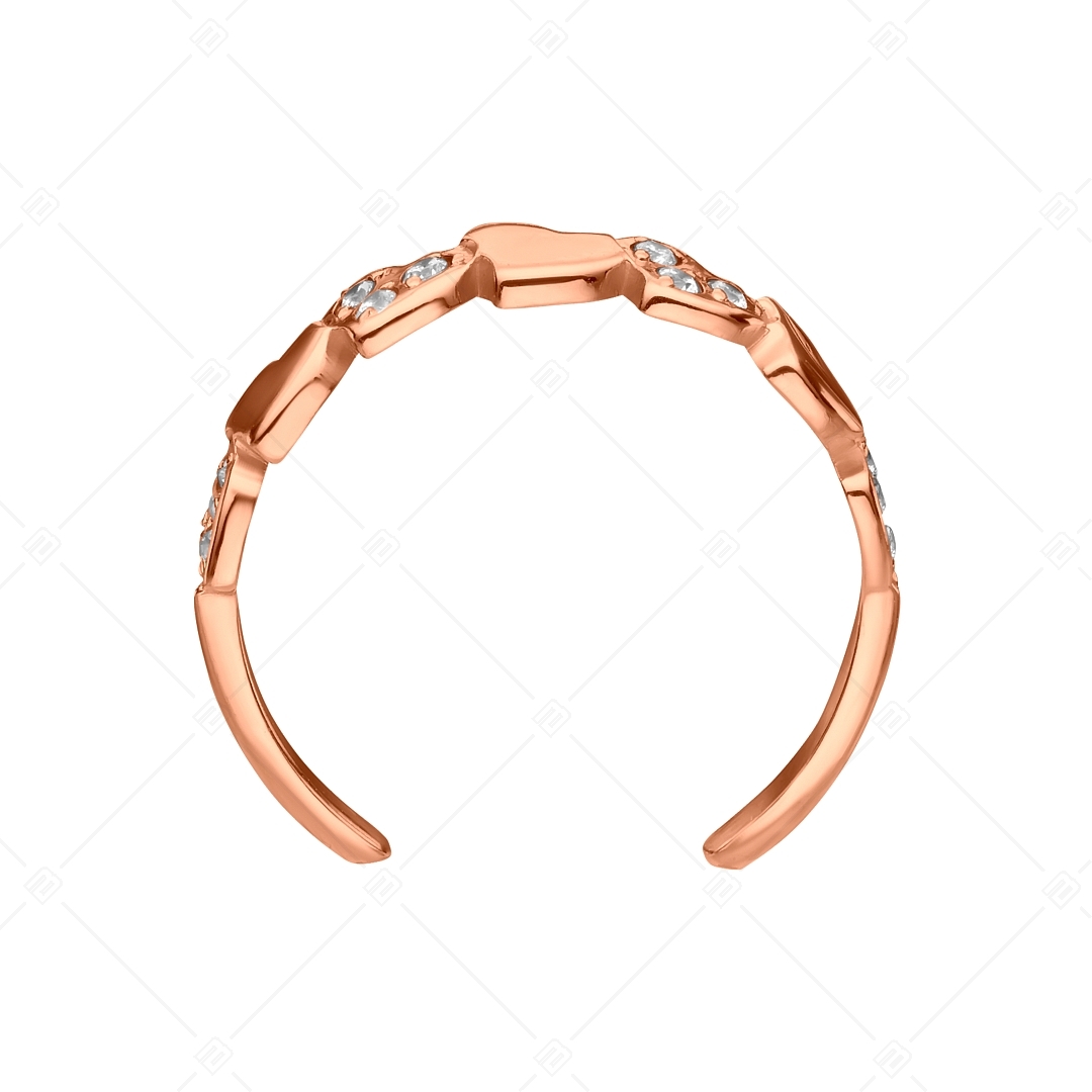 BALCANO - Hearts / Many Hearts Shaped Stainless Steel Toe Ring With Zinconia Gemstones, 18K Rose Gold Plated (651017BC96)