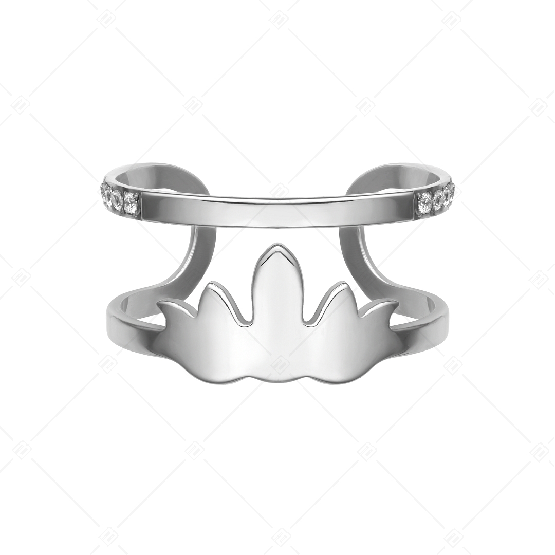 BALCANO - Fire / Fire Shaped Stainless Steel Toe Ring With Zinconia Gemstones, High Polished (651018BC97)