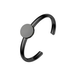 BALCANO - Bottone / Engravable Stainless Steel Toe Ring With Round Headpiece, Black PVD Plated