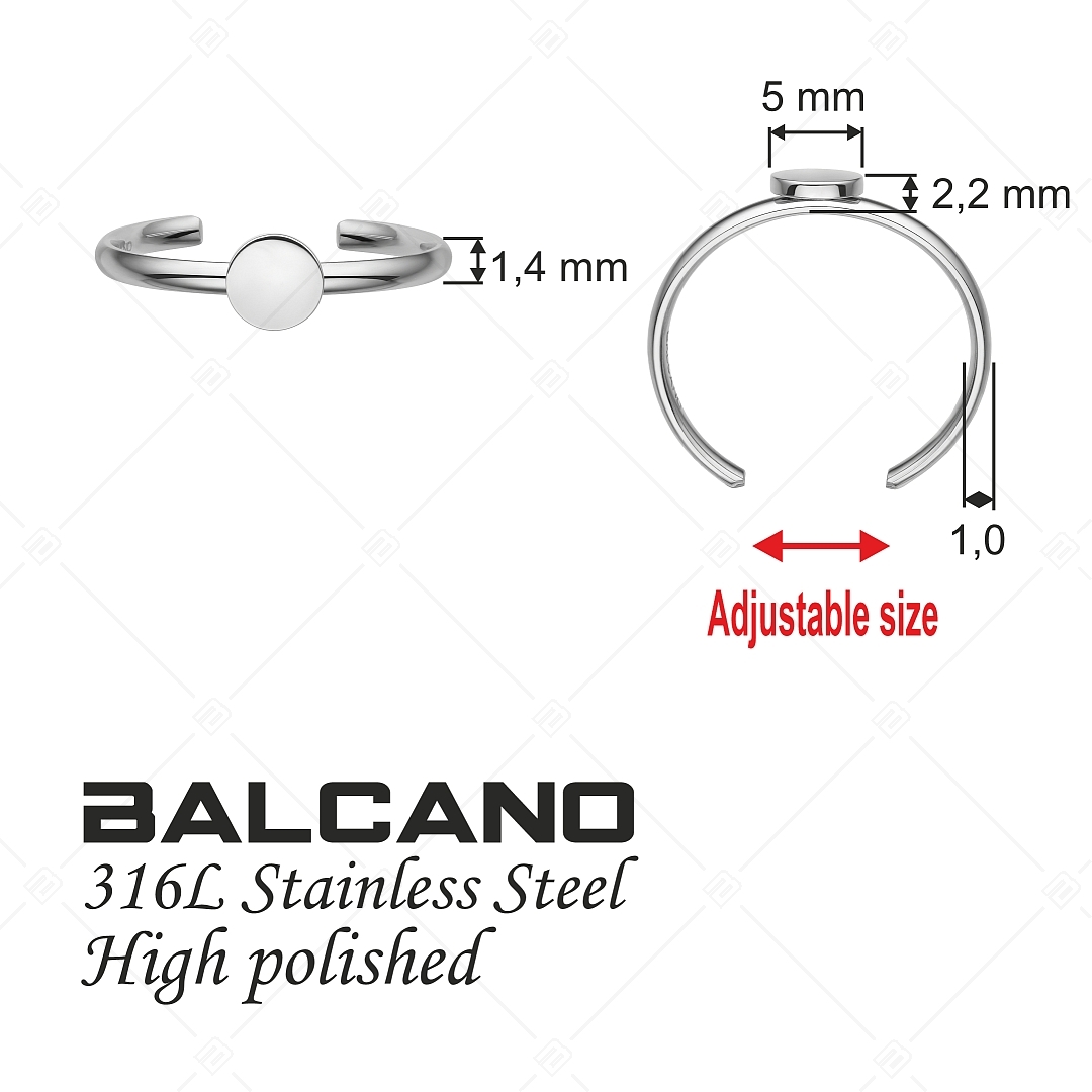 BALCANO - Bottone / Bague d'orteil gravée en acier inoxydable avec tête ronde, avec hautement polie (651019BC97)