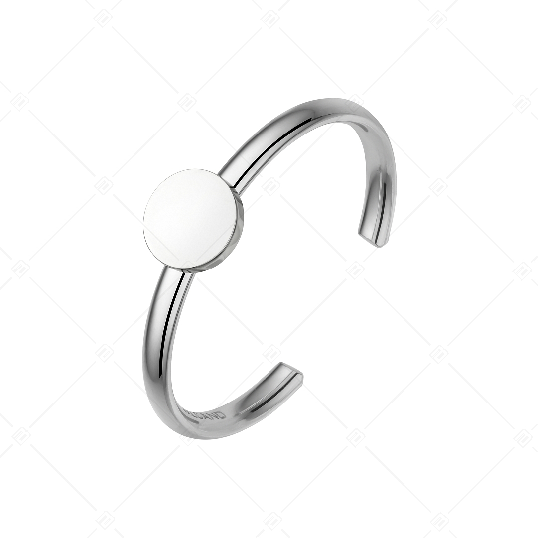 BALCANO - Bottone / Engravable Stainless Steel Toe Ring With Round Headpiece, High Polished (651019BC97)