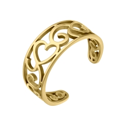 BALCANO - Vintage / Stainless Steel Toe Ring With Filigree Heart Pattern, 18K Gold Plated