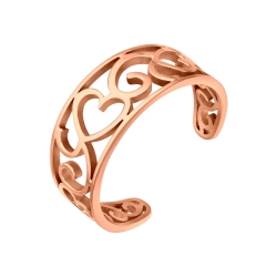 BALCANO - Vintage / Stainless Steel Toe Ring With Filigree Heart Pattern, 18K Rose Gold Plated