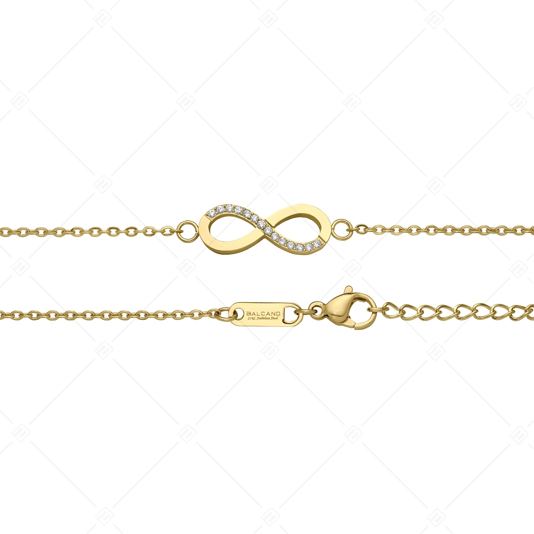 BALCANO - Infinity / Stainless Steel Cable Chain Anklet with Zirconia Gemstones, 18K Gold Plated (751209BC88)