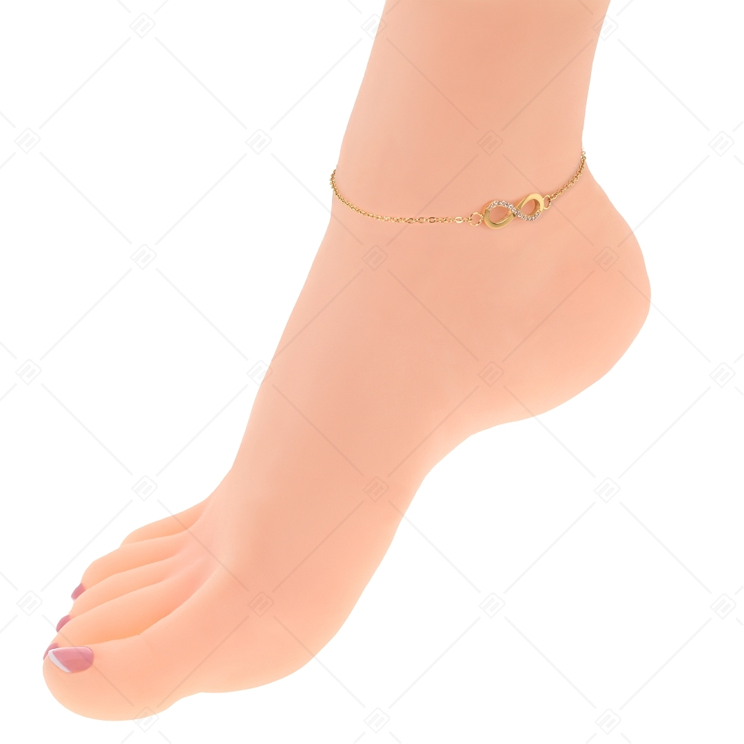 BALCANO - Infinity / Stainless Steel Cable Chain Anklet with Zirconia Gemstones, 18K Gold Plated (751209BC88)