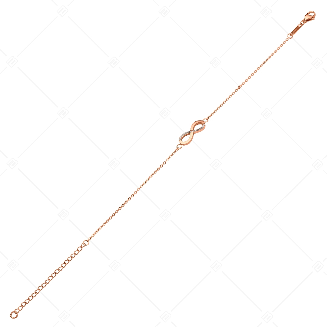 BALCANO - Infinity / Bracelet de cheville d'ancre en acier inoxydable en pierre zirconium, plaqué or rose 18K (751209BC96)