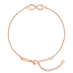 BALCANO - Infinity / Stainless Steel Cable Chain Anklet with Zirconia Gemstones, 18K Rose Gold Plated