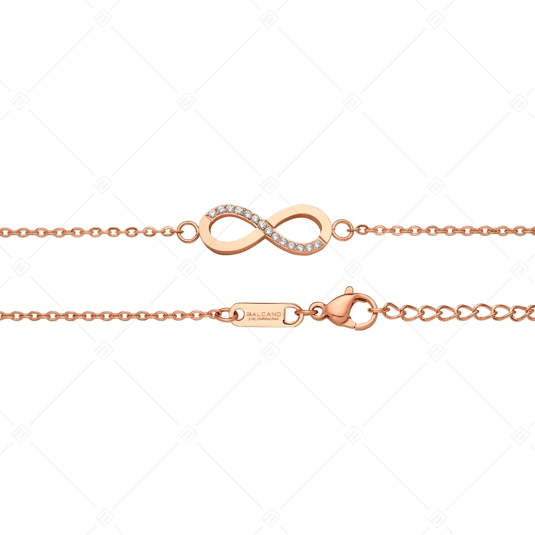 BALCANO - Infinity / Stainless Steel Cable Chain Anklet with Zirconia Gemstones, 18K Rose Gold Plated (751209BC96)