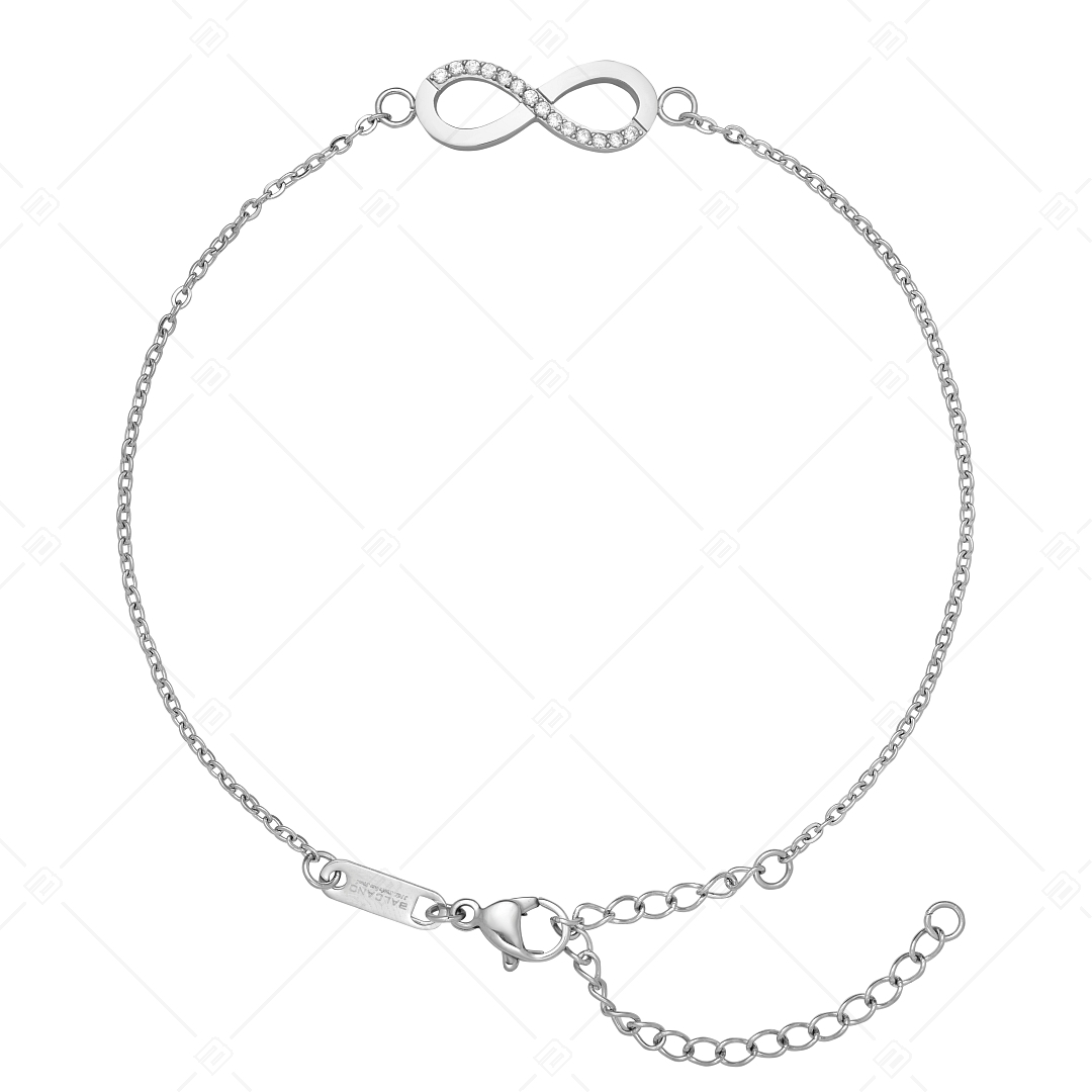 BALCANO - Infinity / Bracelet de cheville d'ancre en acier inoxydable en pierre zirconium avec hautement polie (751209BC97)